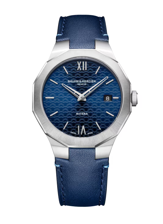 Baume & Mercier Riviera M0A10846 – Quartz 39mm Acier / Cuir Bleu