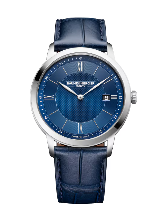 Baume & Mercier Classima M0A10878 – Quartz 40mm Acier / Alligator Bleu
