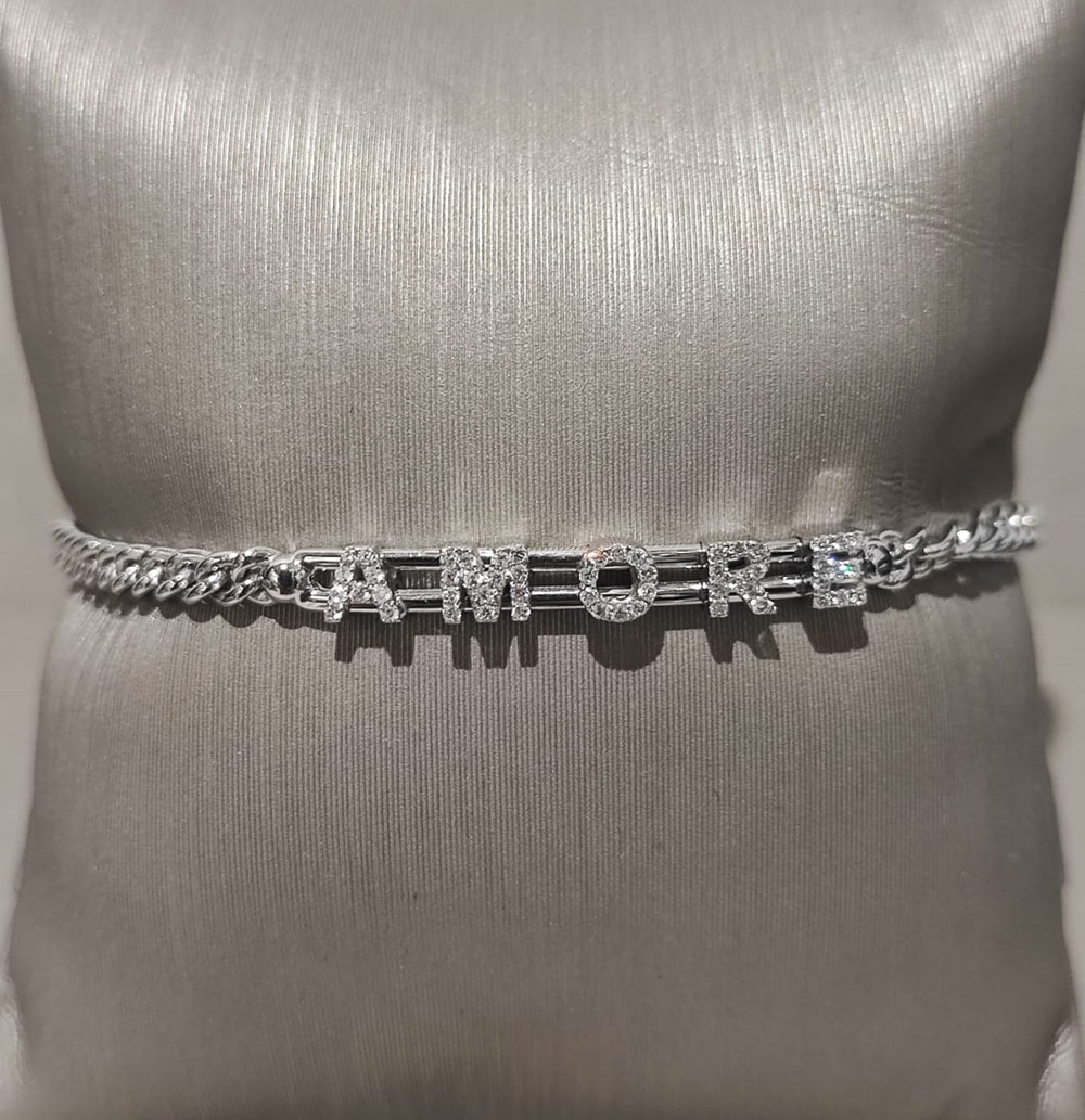 Bracelet Or Blanc Amore Serti Sublime Diamant   Bracelet - Les Champs d'Or