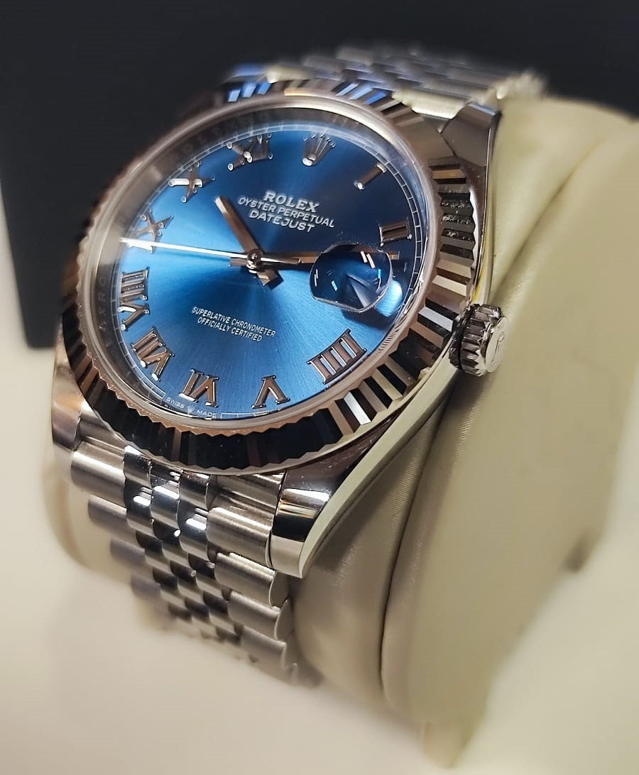 Montre Rolex Datejust 41 Lunette Cannelée Cadran Bleu 126334-0026 Neuve 2021 - Les Champs d'Or Rolex   Montre