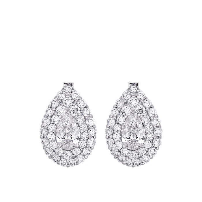 Boucles d'Oreilles Pendante forme Poire Sertis Diamant - Les Champs d'Or - Boucles d'Oreilles - Sublime Diamant