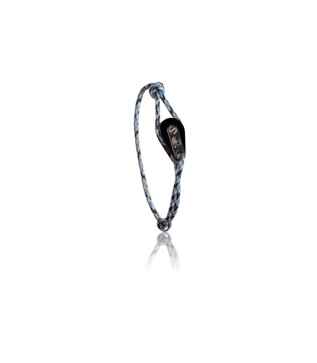 Bracelet Poulie PVD Noir / Acier, Camo Cordon Bleu -  - Latitude 46 - Bracelet - Les Champs d'Or