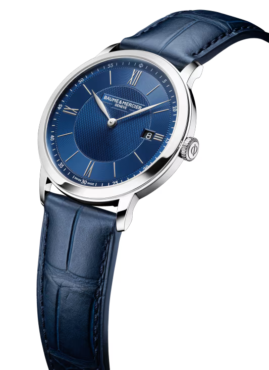 Baume & Mercier Classima M0A10878 – Quartz 40mm Acier / Alligator Bleu