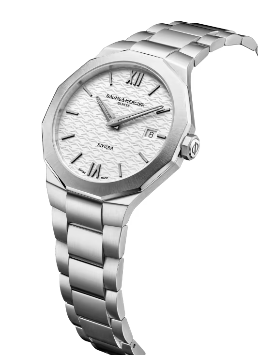 Baume & Mercier Riviera M0A10845 – Quartz 39mm Bracelet Acier Cadran Blanc