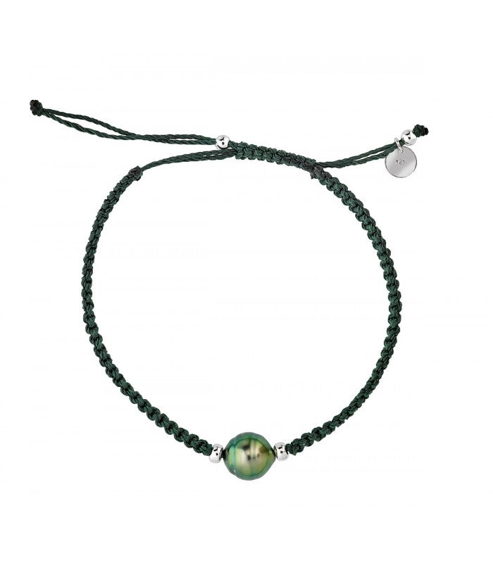 Bracelet 1 Perle De Tahiti Cerclee 8/10 Mm Sur Coton Cire Qualite A 1 Gr (MACRAME.GY1P-AGT) - Bracelet - Négoce îles - Les Champs d'Or