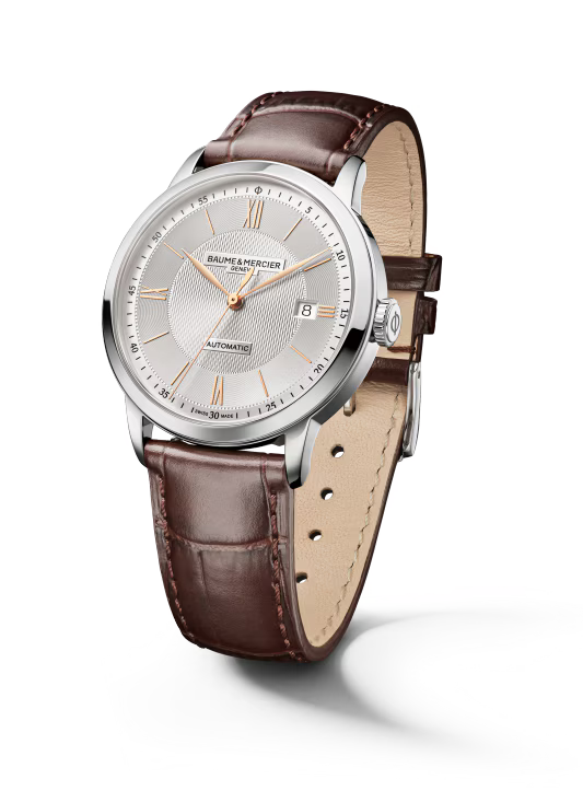 Baume & Mercier Classima M0A10853 – Automatique 40mm Fond Ouvert / Alligator Marron Or